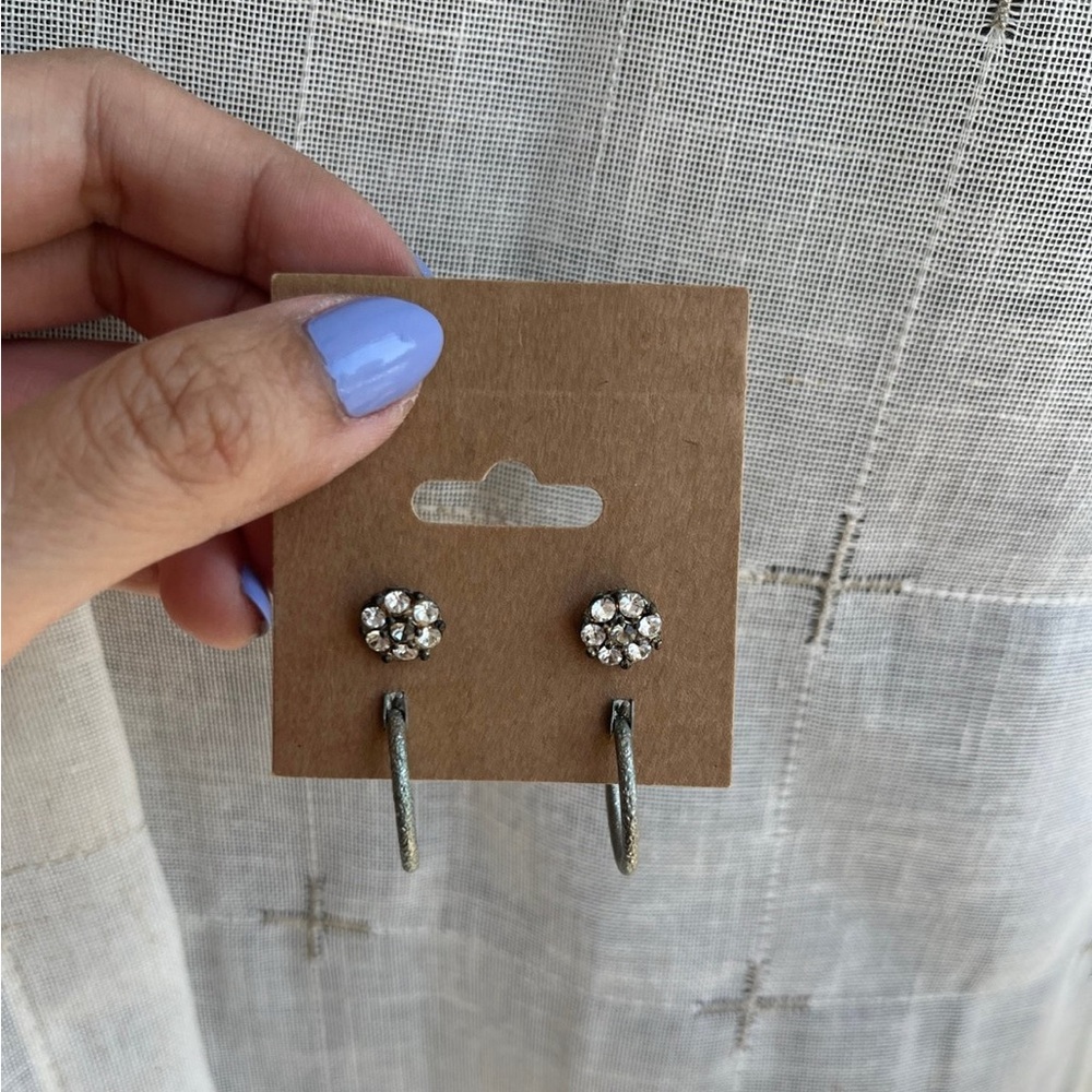 Silver Floral Hoop Earrings